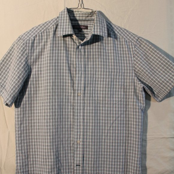 Marks & Spencer Plaid Short Sleeve Dress Shirt - Picture 2 of 4